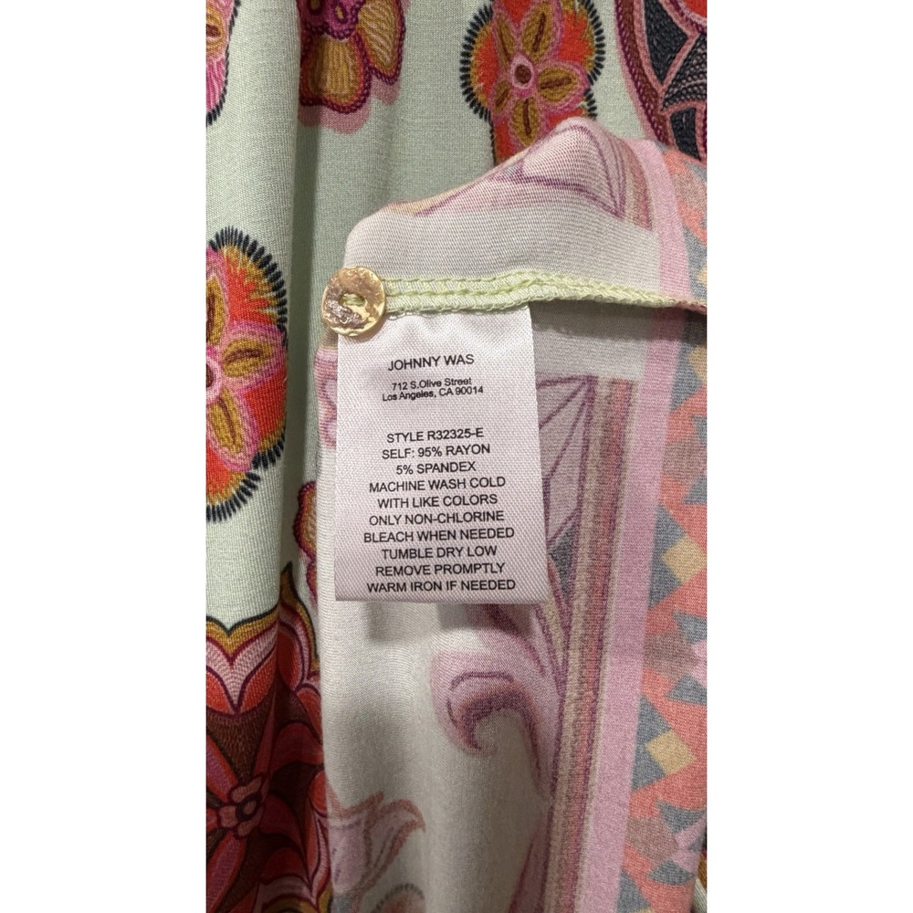 Johnny Was NWT Woman's Xl Endora Scarf Print‎ Midi Dress Geometric Sunburst Boho - Picture 11 of 12